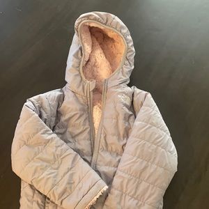 Reversible toddler 4T northface jacket grey and pink